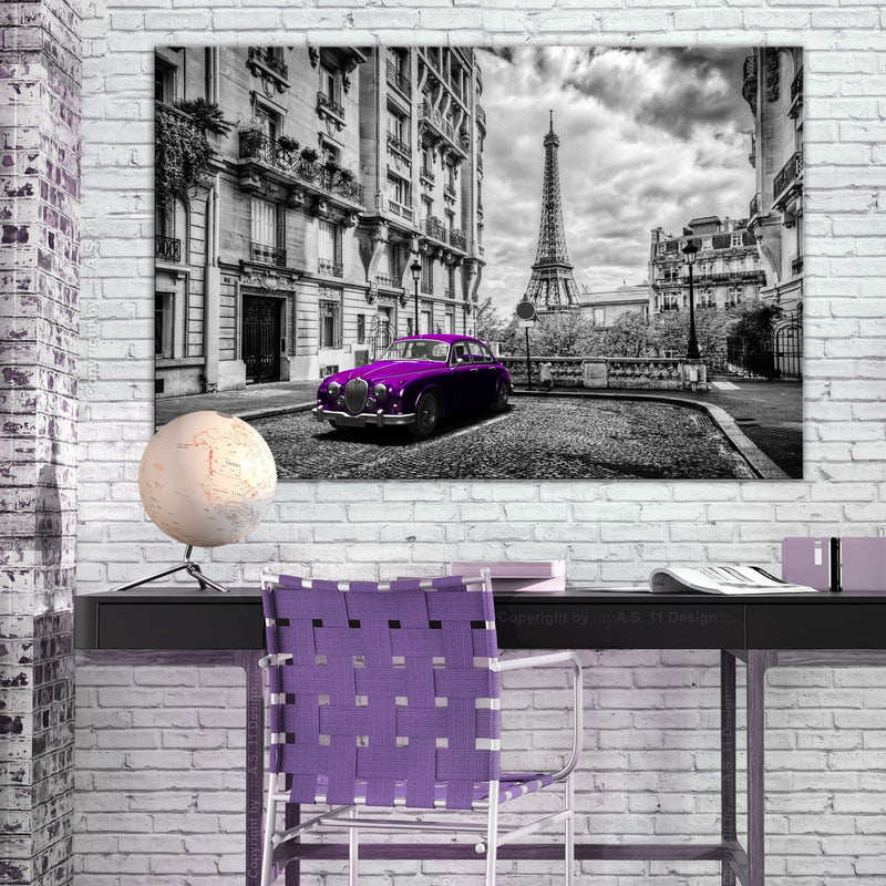 Kanva - Car in Paris (1 Part) Violet Wide Home Trends