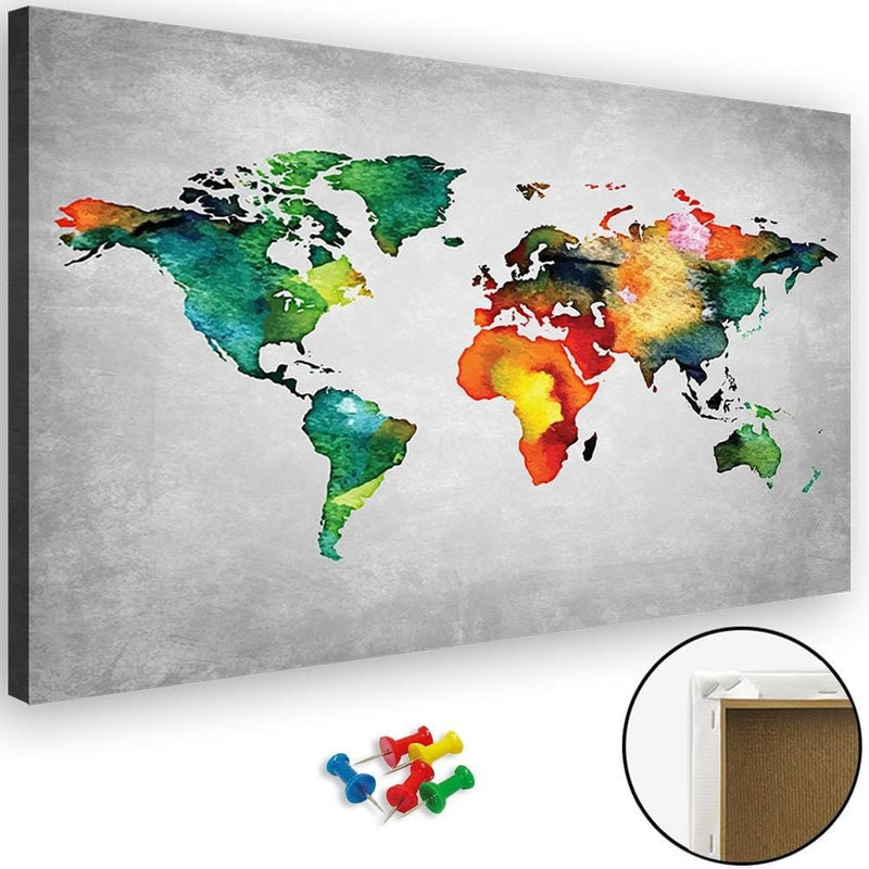 Kanva - Colorful World Map On Concrete 2  Home Trends DECO