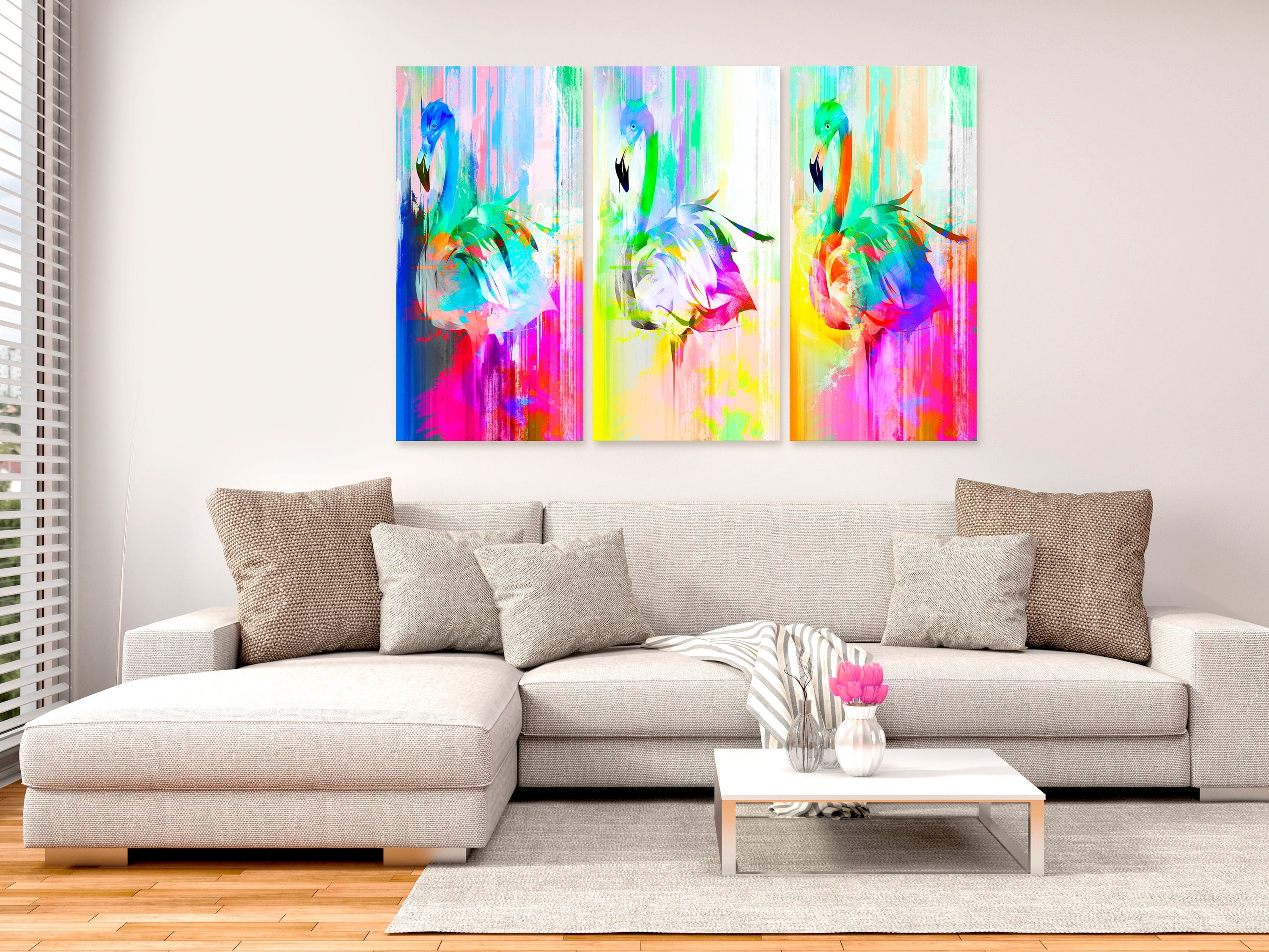 Glezna - Colourful Flamingos (3 Parts) Home Trends