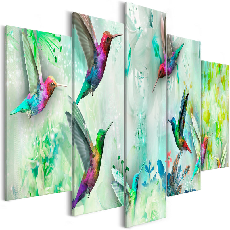 Glezna - Colourful Hummingbirds (5 Parts) Wide Green Home Trends
