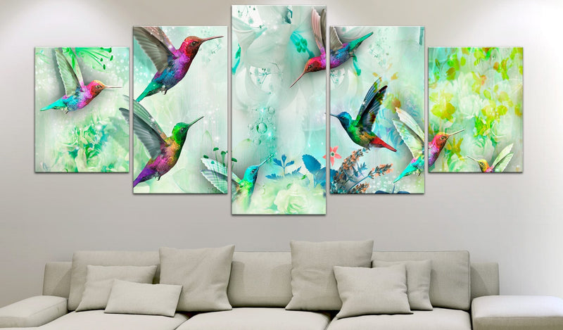 Glezna - Colourful Hummingbirds (5 Parts) Wide Green Home Trends