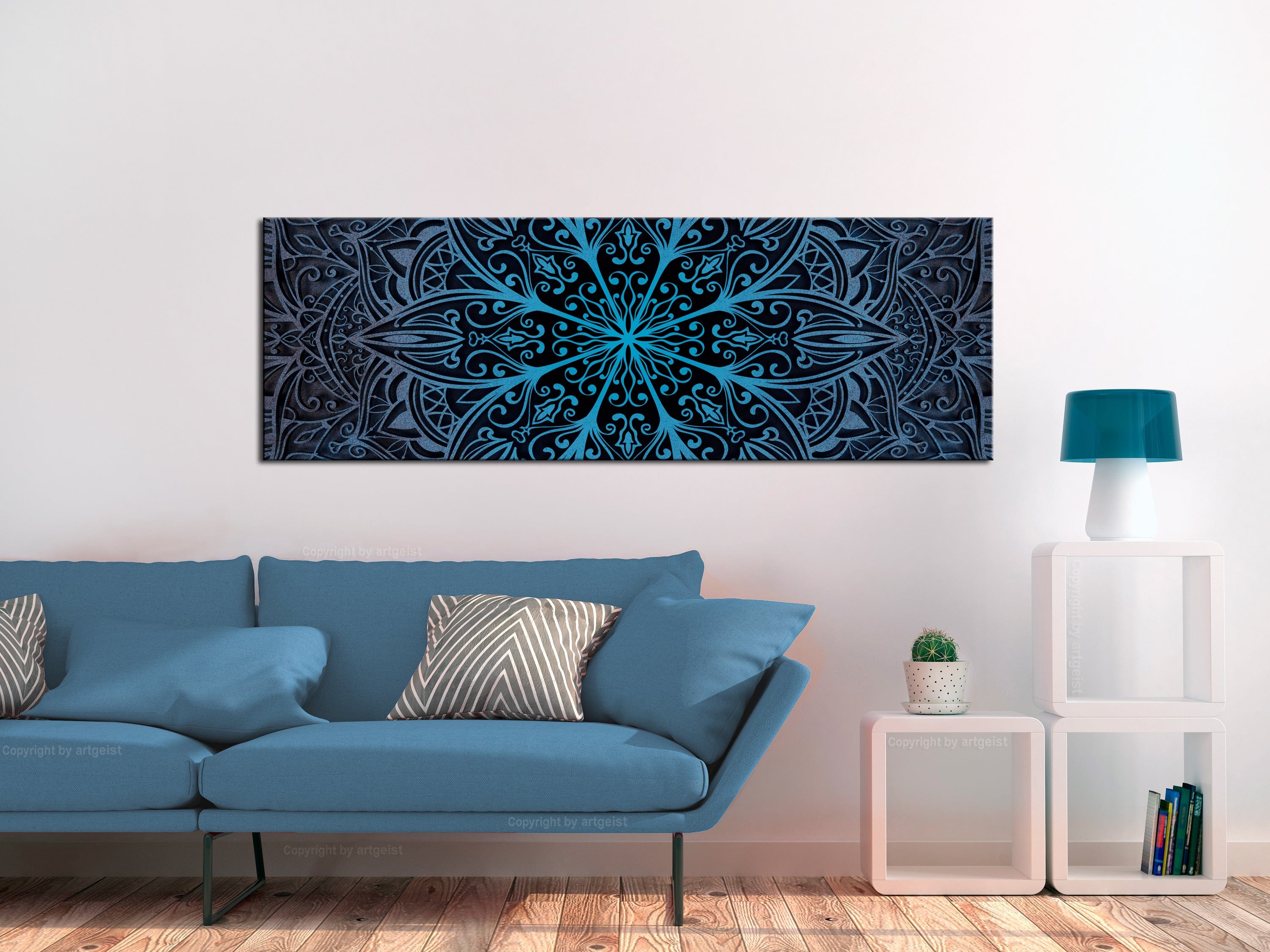 Glezna - Feathers (1 Part) Blue Narrow Home Trends