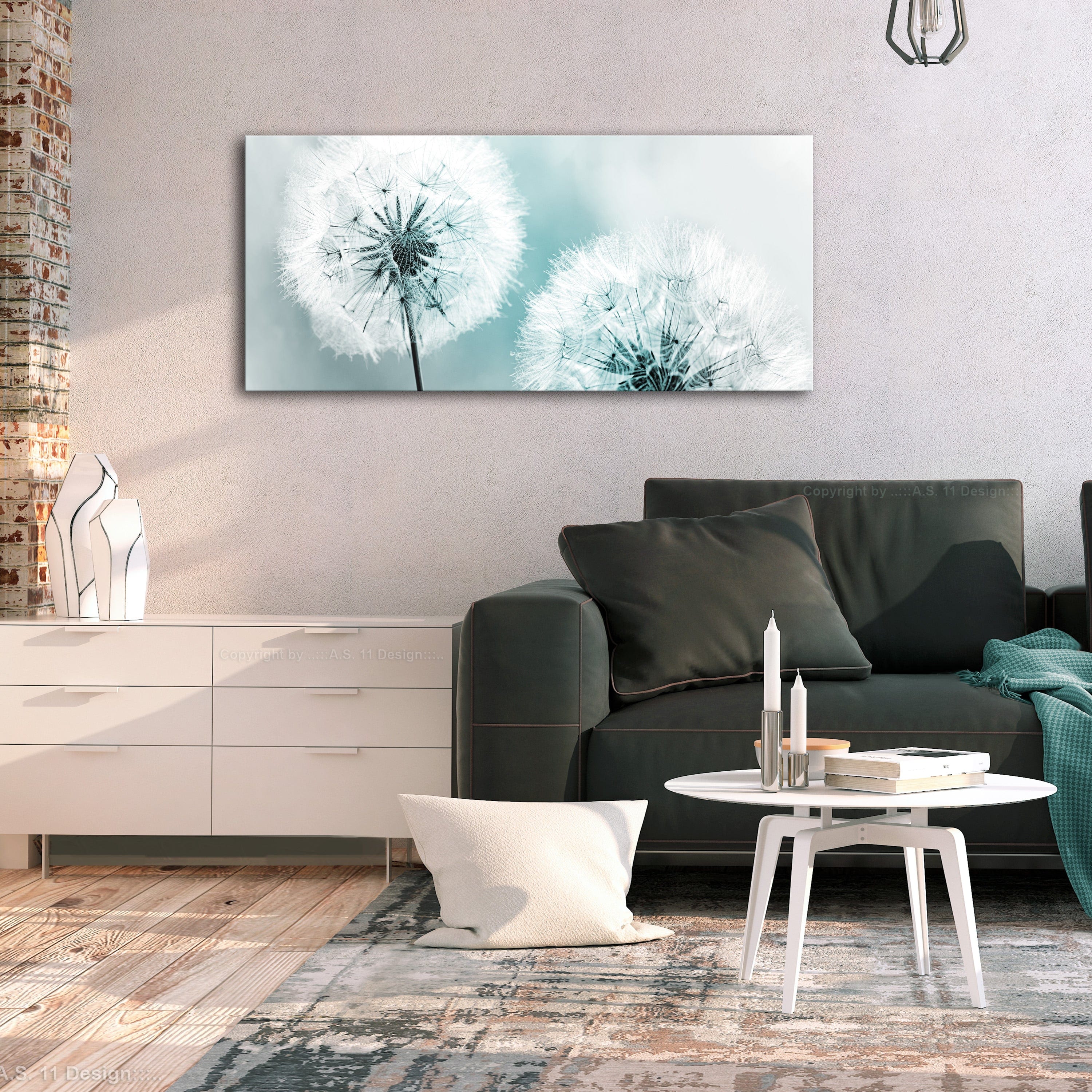 Glezna - Fluffy Dandelions (1 Part) Blue Wide 100x45 Home Trends