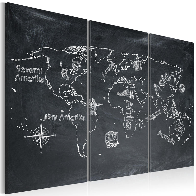 Kanva - Geography lesson (Czech language) - triptych Home Trends