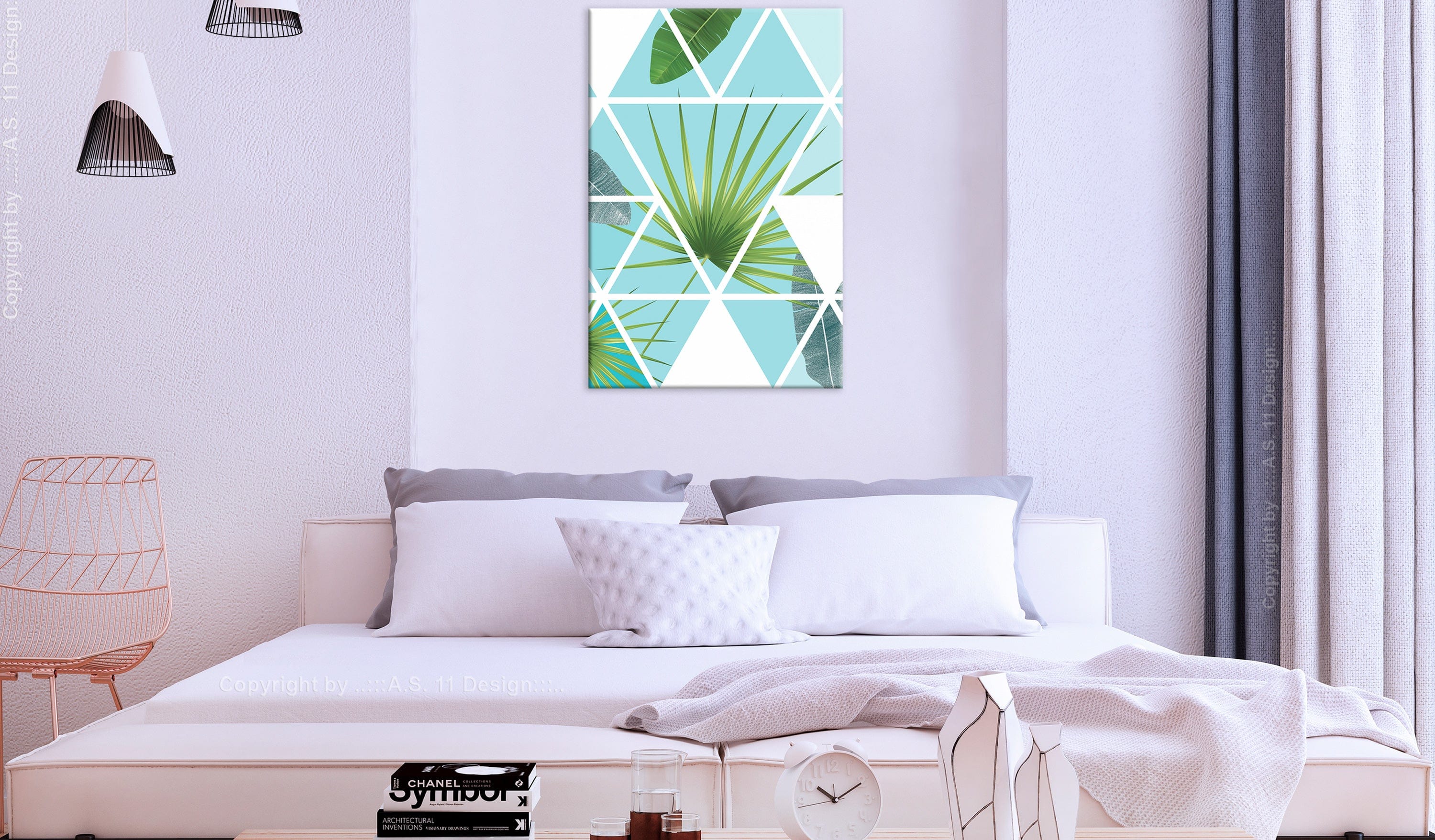 Glezna - Geometric Palm (1 Part) Vertical Home Trends
