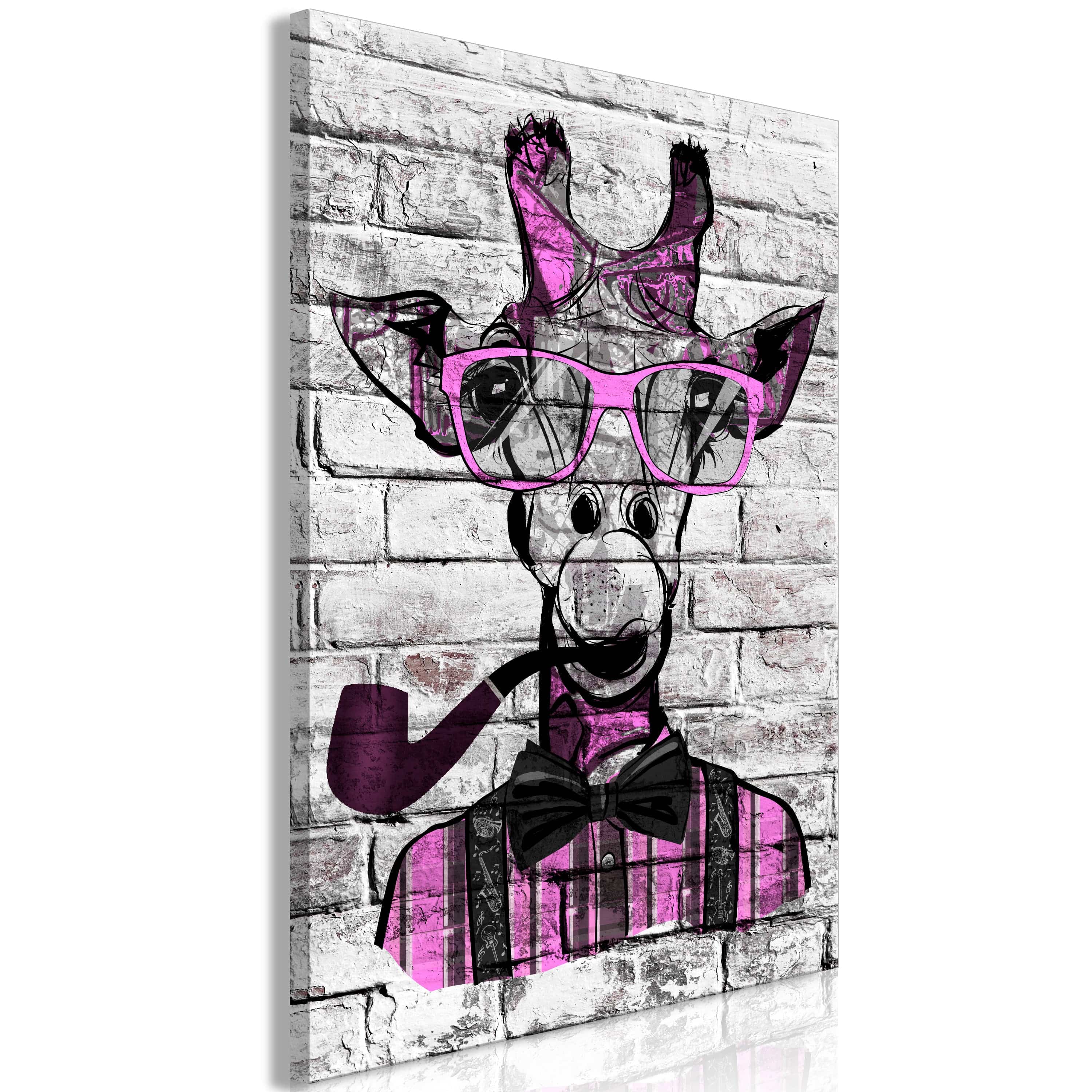 Glezna - Giraffe with Pipe (1 Part) Vertical Pink Home Trends
