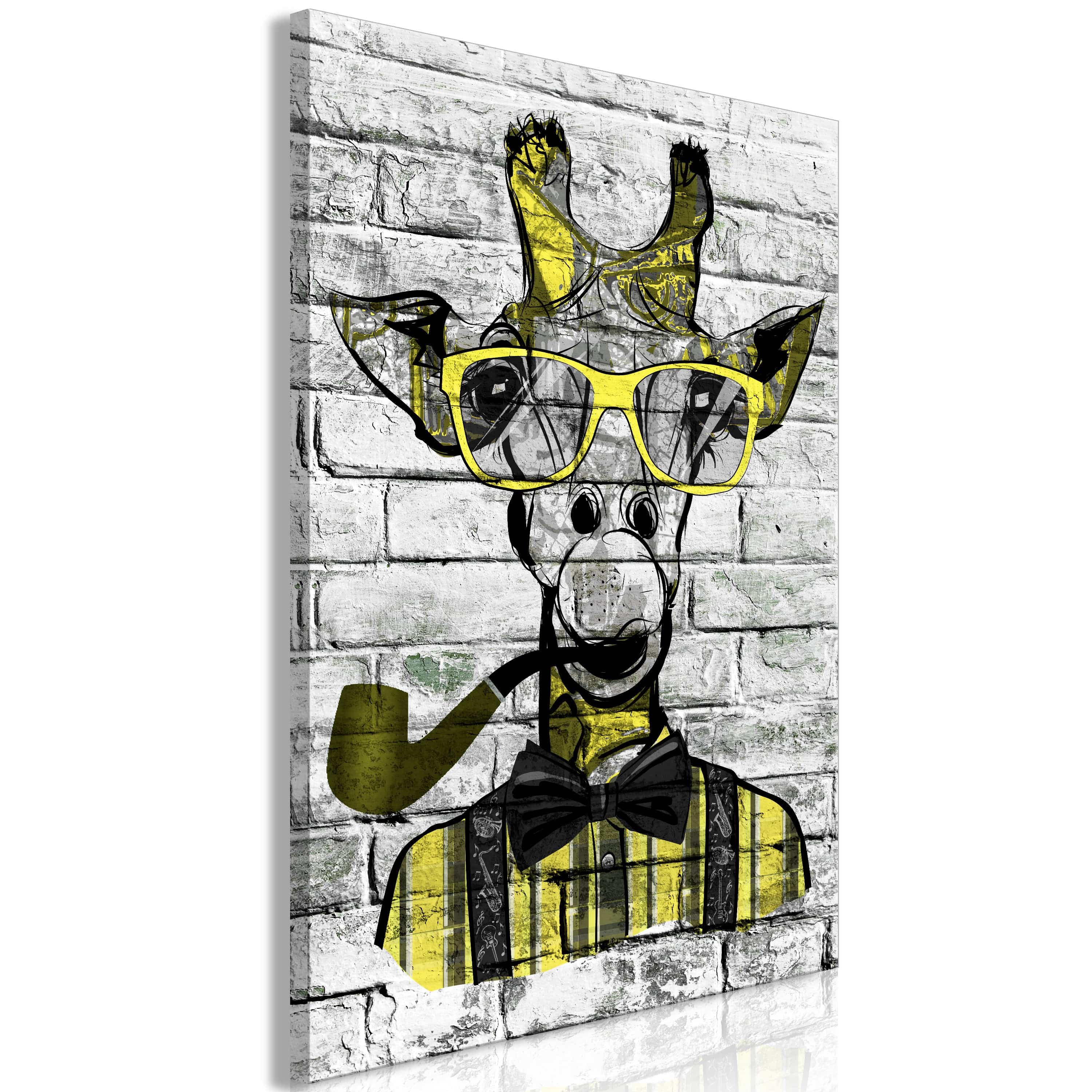 Glezna - Giraffe with Pipe (1 Part) Vertical Yellow Home Trends