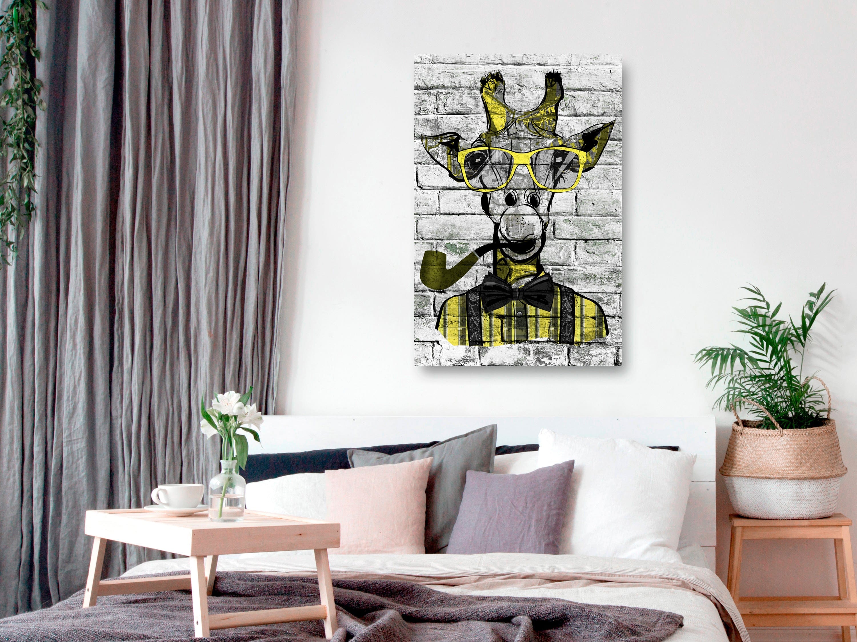 Glezna - Giraffe with Pipe (1 Part) Vertical Yellow Home Trends