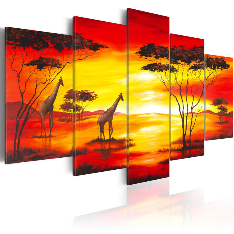 Kanva - Giraffes on the background with sunset Home Trends