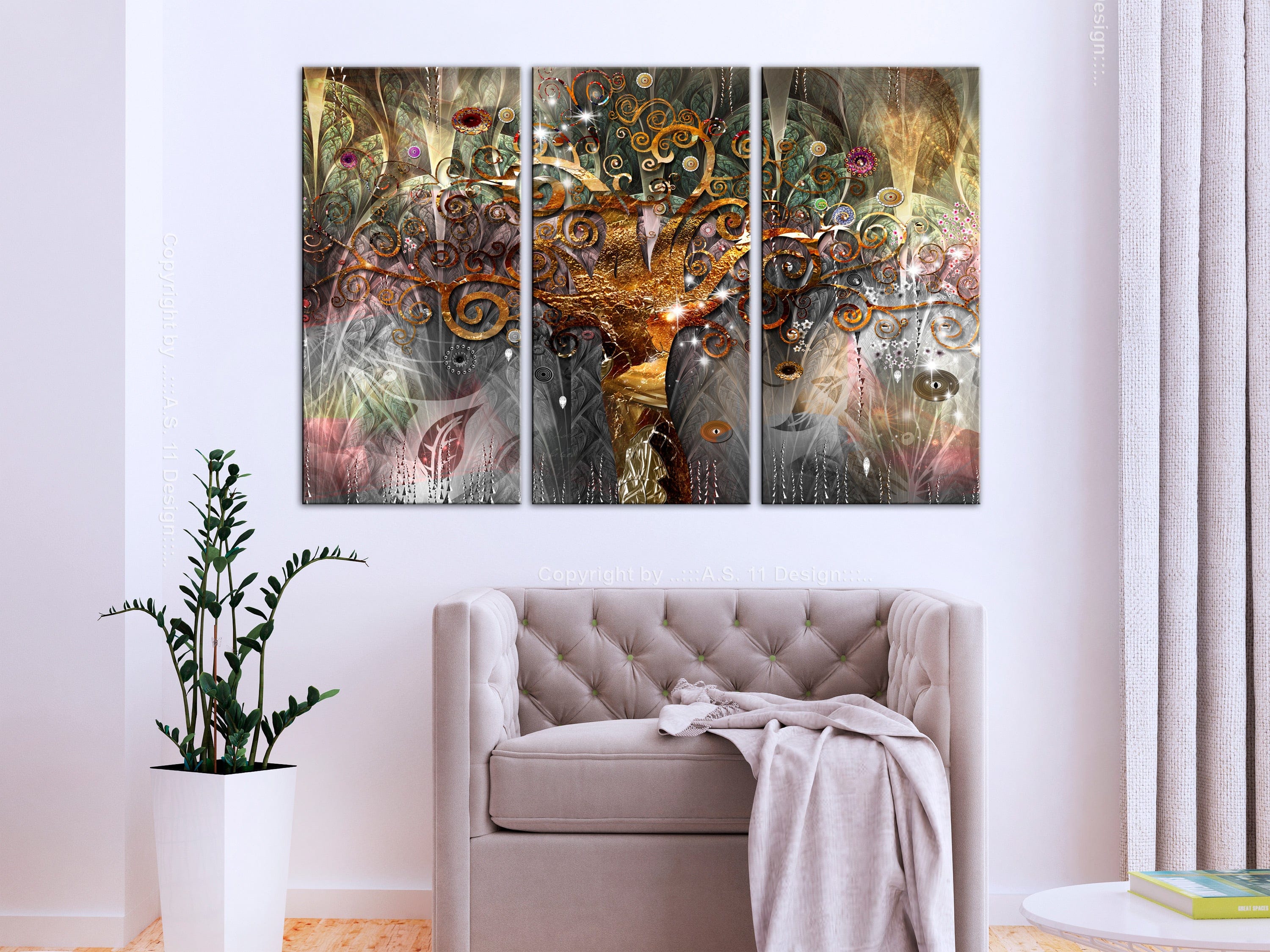 Glezna - Golden Tree (3 Parts) Home Trends