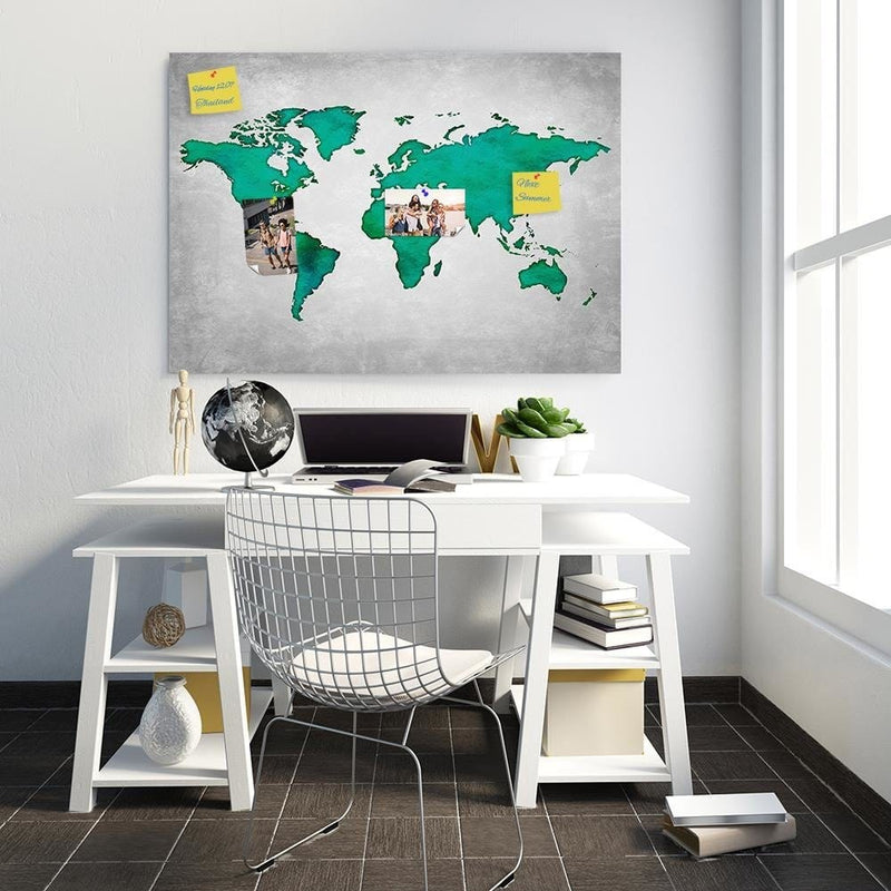 Kanva - Green Map Of The World On Concrete  Home Trends DECO