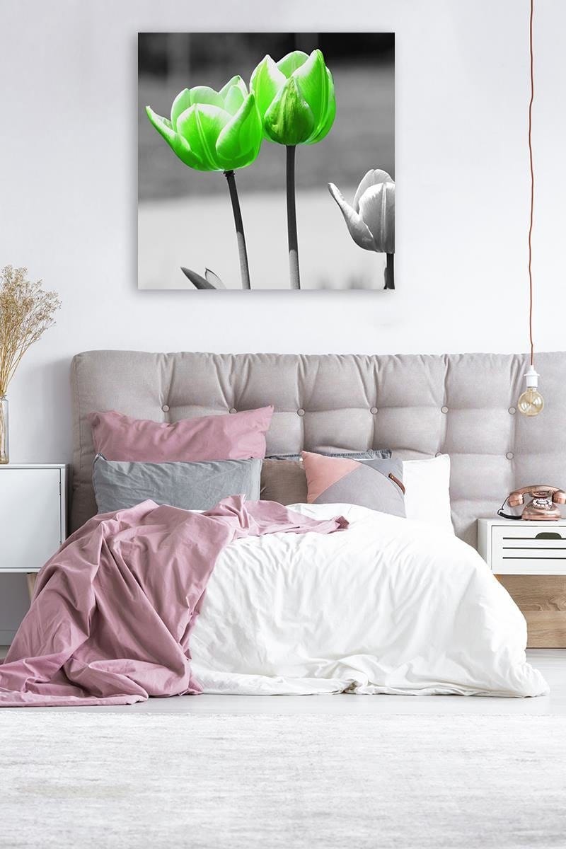Kanva - Green Poppies In Gray  Home Trends DECO