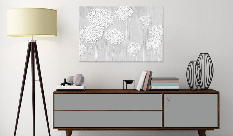 Glezna - Glezna ar stilizētiem ziediem uz pelēka fona Home Trends