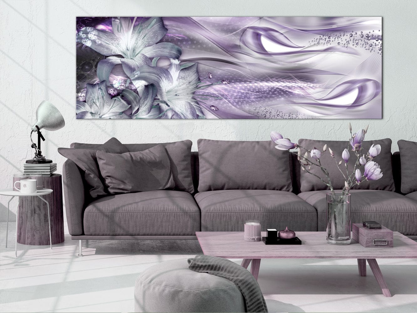 Glezna - Lilies and Waves (1 Part) Narrow Pale Violet Home Trends