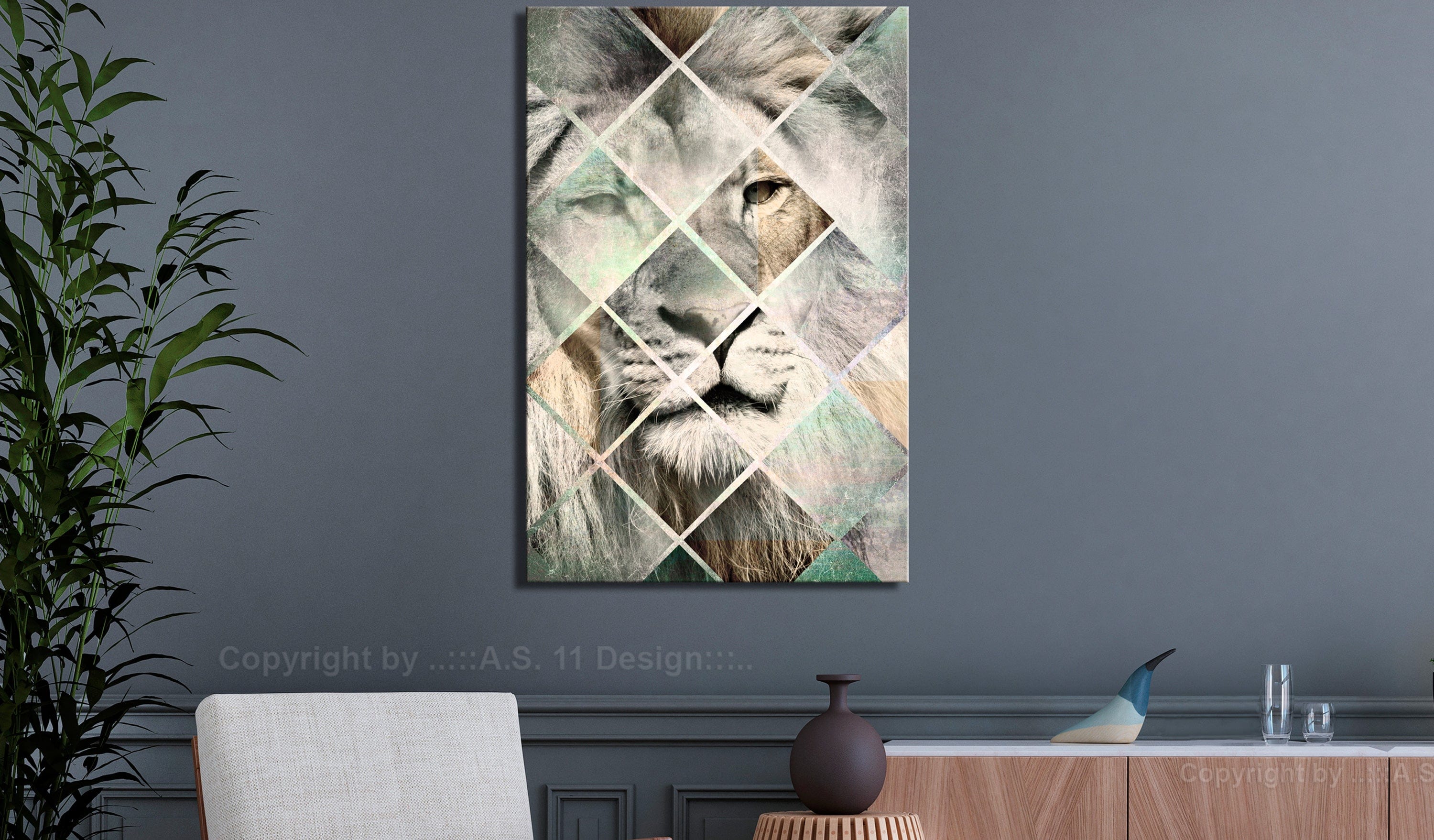 Glezna - Lion on the Chessboard (1 Part) Vertical Home Trends