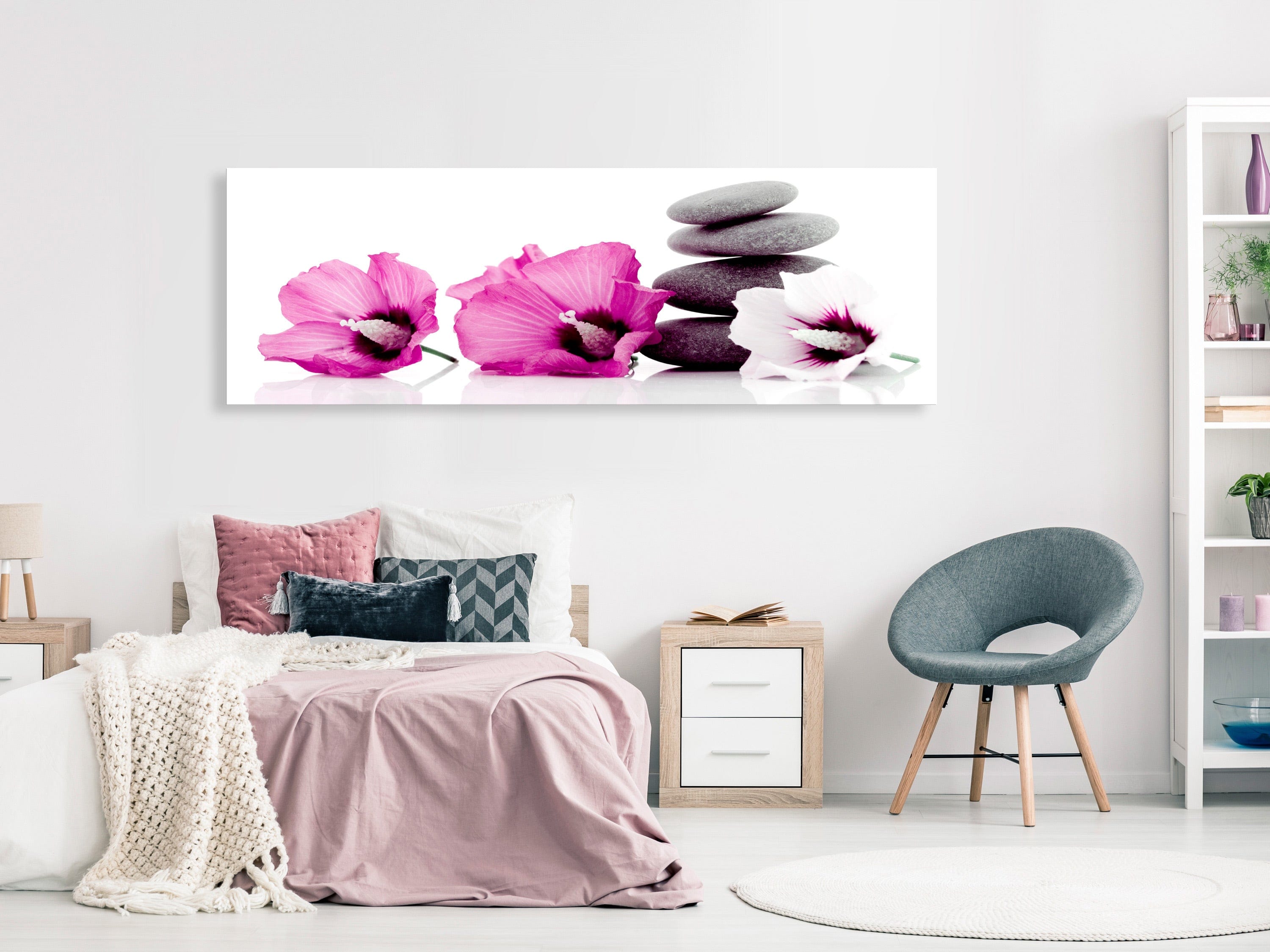 Glezna - Malvas zieds (1 daļa) horizontāla, Persijas rozā krāsā Home Trends