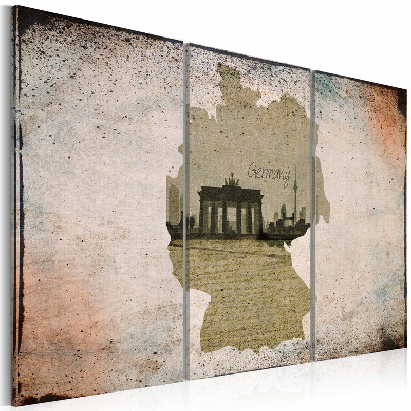 Glezna - map_ Germany, Brandenburg Gate - triptych Home Trends