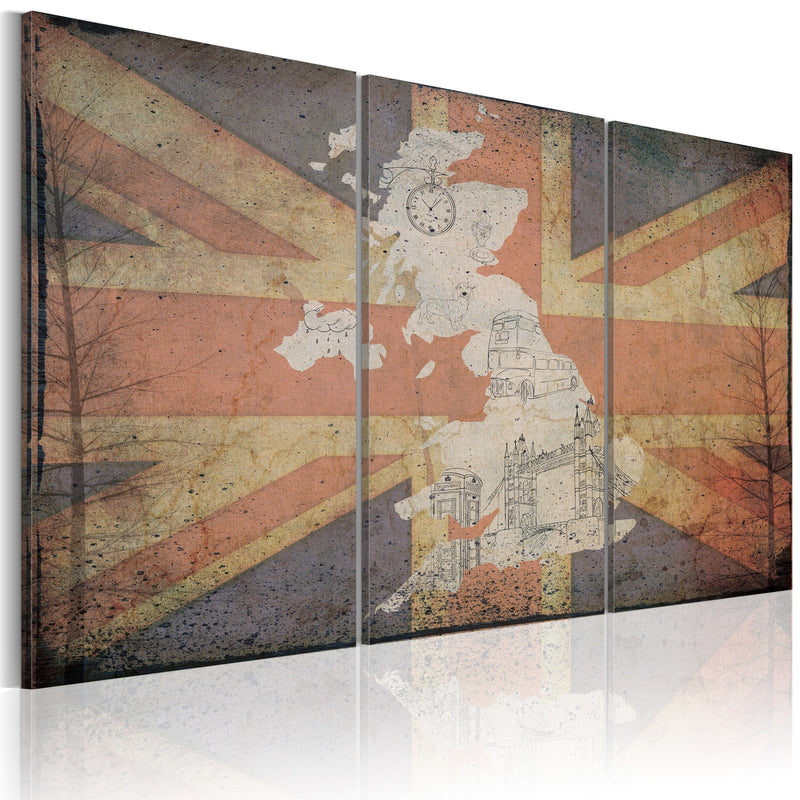 Kanva - Map of Great Britain - triptych Home Trends
