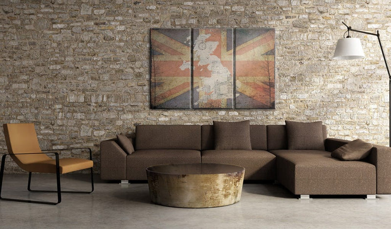 Kanva - Map of Great Britain - triptych Home Trends