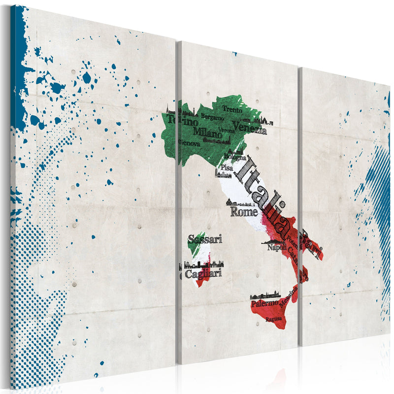 Kanva - Map of Italy - triptych Home Trends