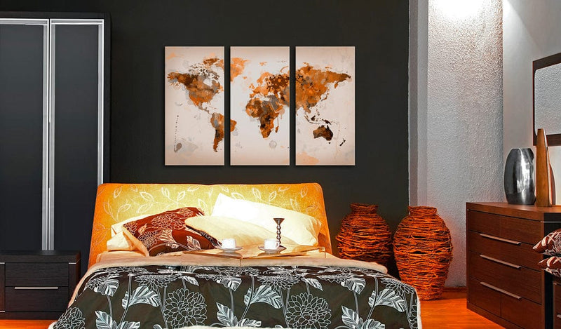 Glezna - Map of the World - Desert storm - triptych Home Trends