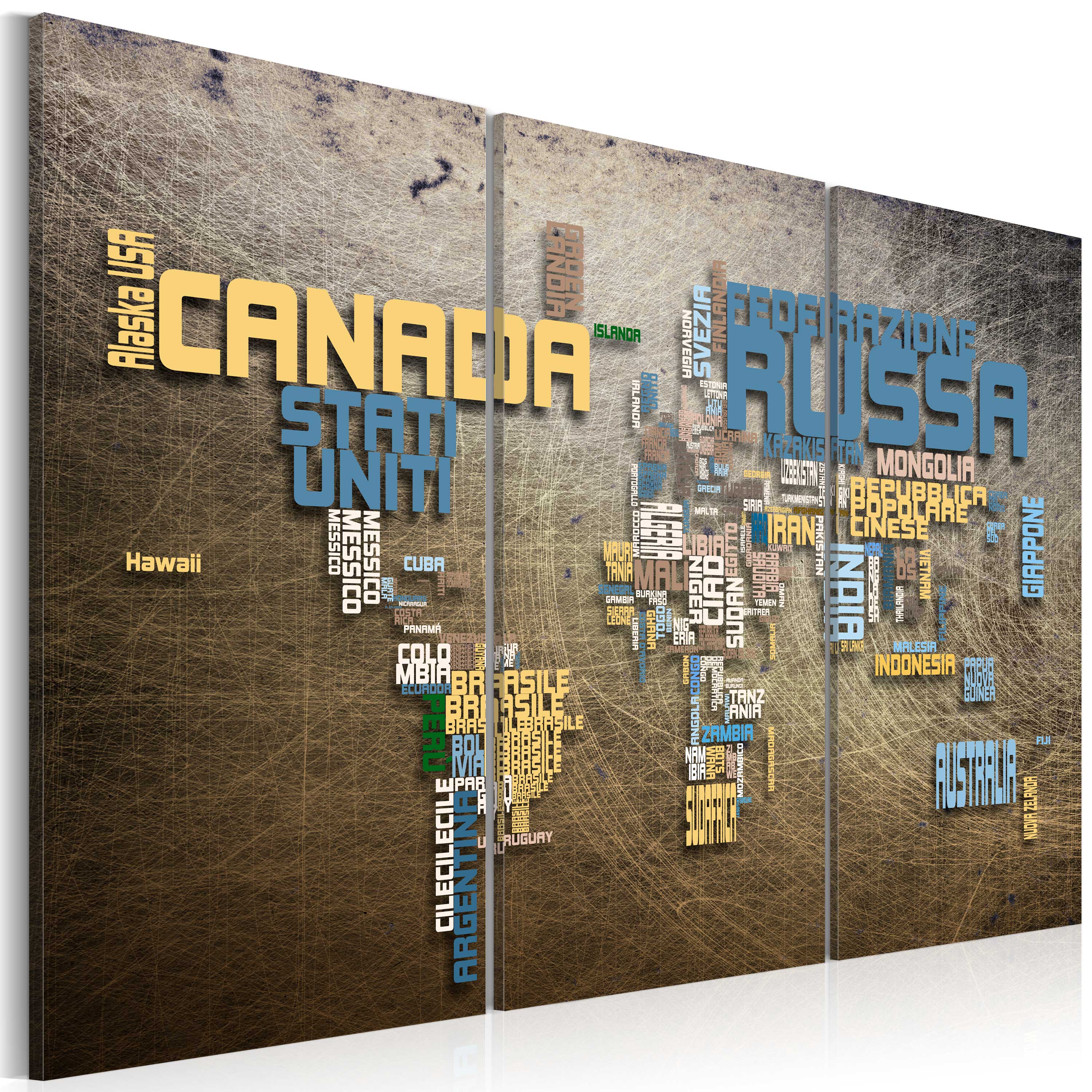 Glezna - Map of the World (Italian language) - triptych Home Trends