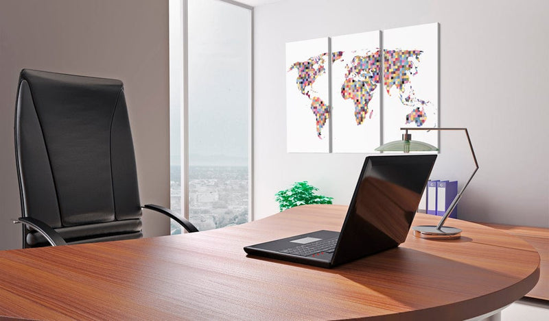 Glezna - Map of the World - pixels - triptych Home Trends