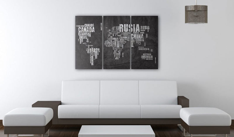 Kanva - Map of the World (Spanish language) - triptych Home Trends