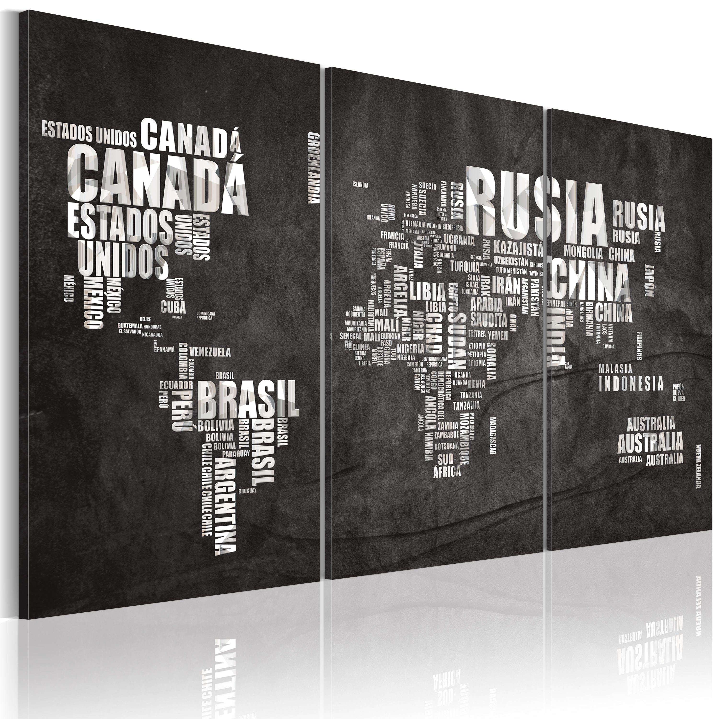 Glezna - Map of the World (Spanish language) - triptych Home Trends