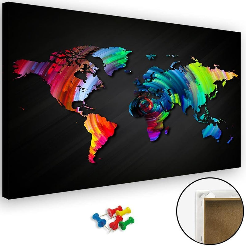 Kanva - Map Of The World With Many Colors  Home Trends DECO