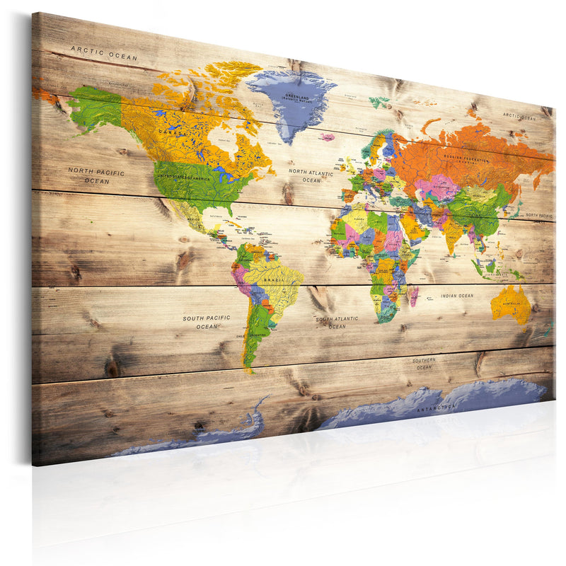 Glezna - Map on wood_ Colourful Travels Home Trends