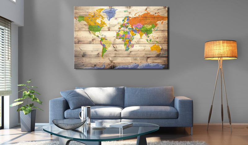 Glezna - Map on wood_ Colourful Travels Home Trends