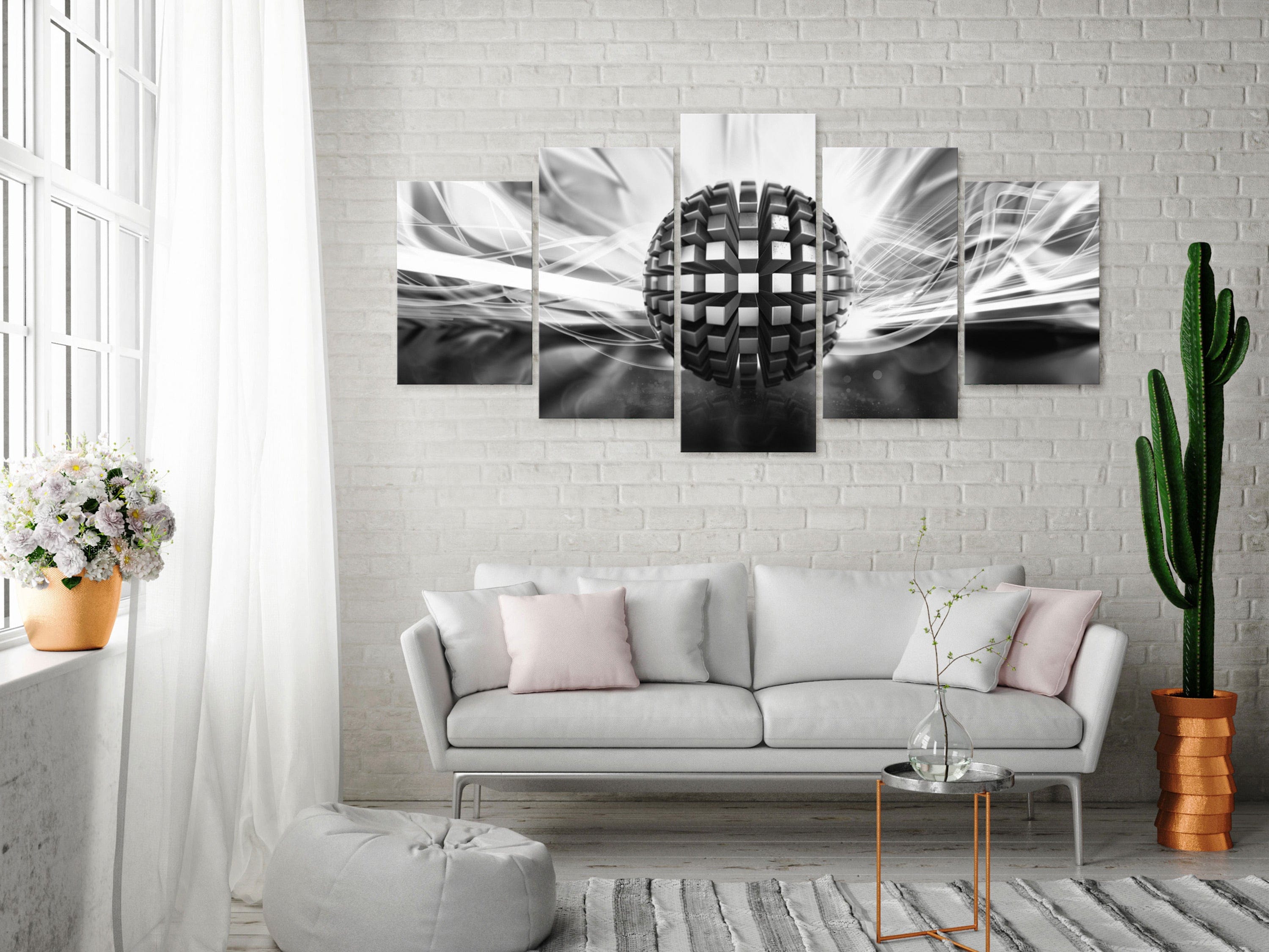 Glezna - Metal Ball (5 Parts) Wide Black and White Home Trends