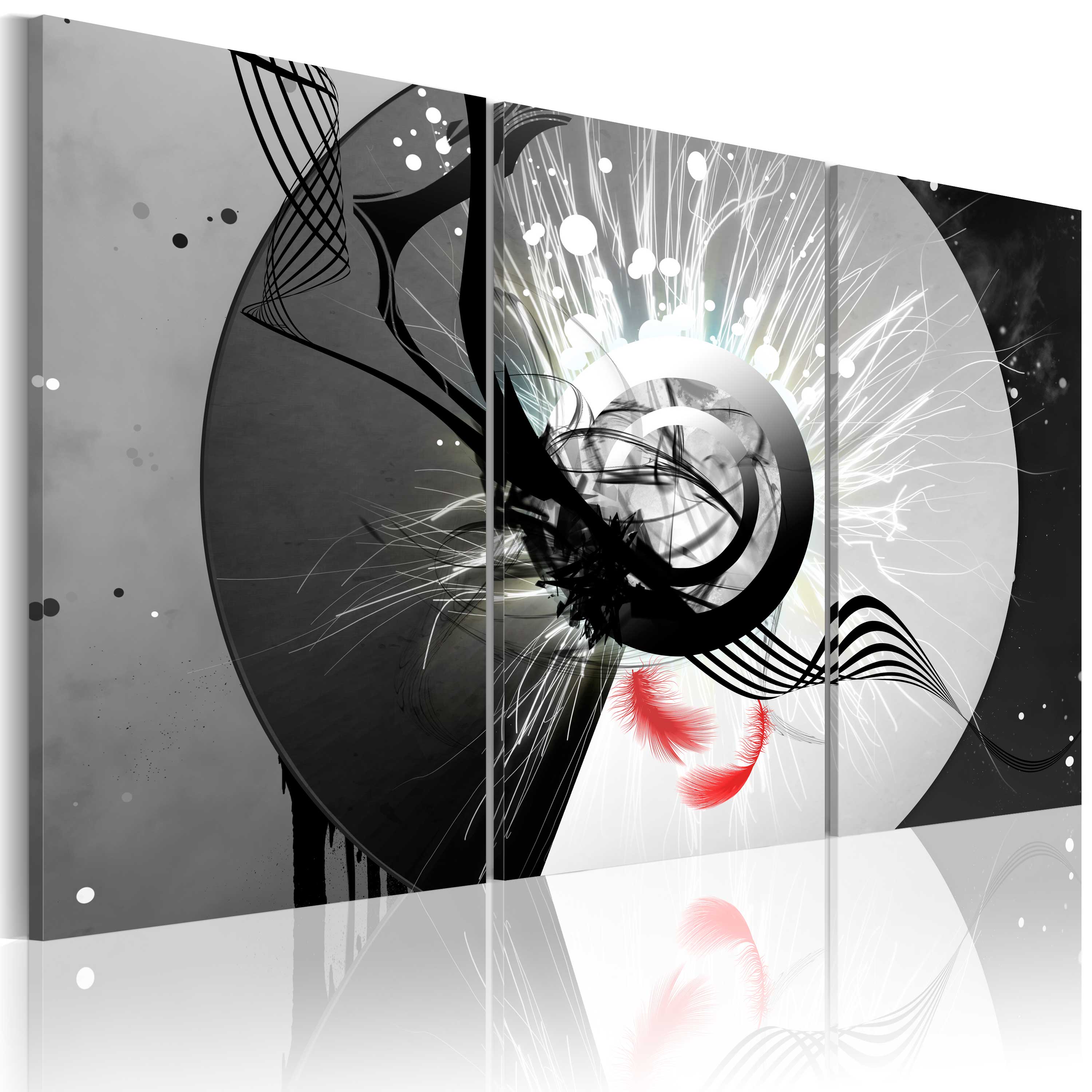 Glezna - Metal circle & red feathers Home Trends