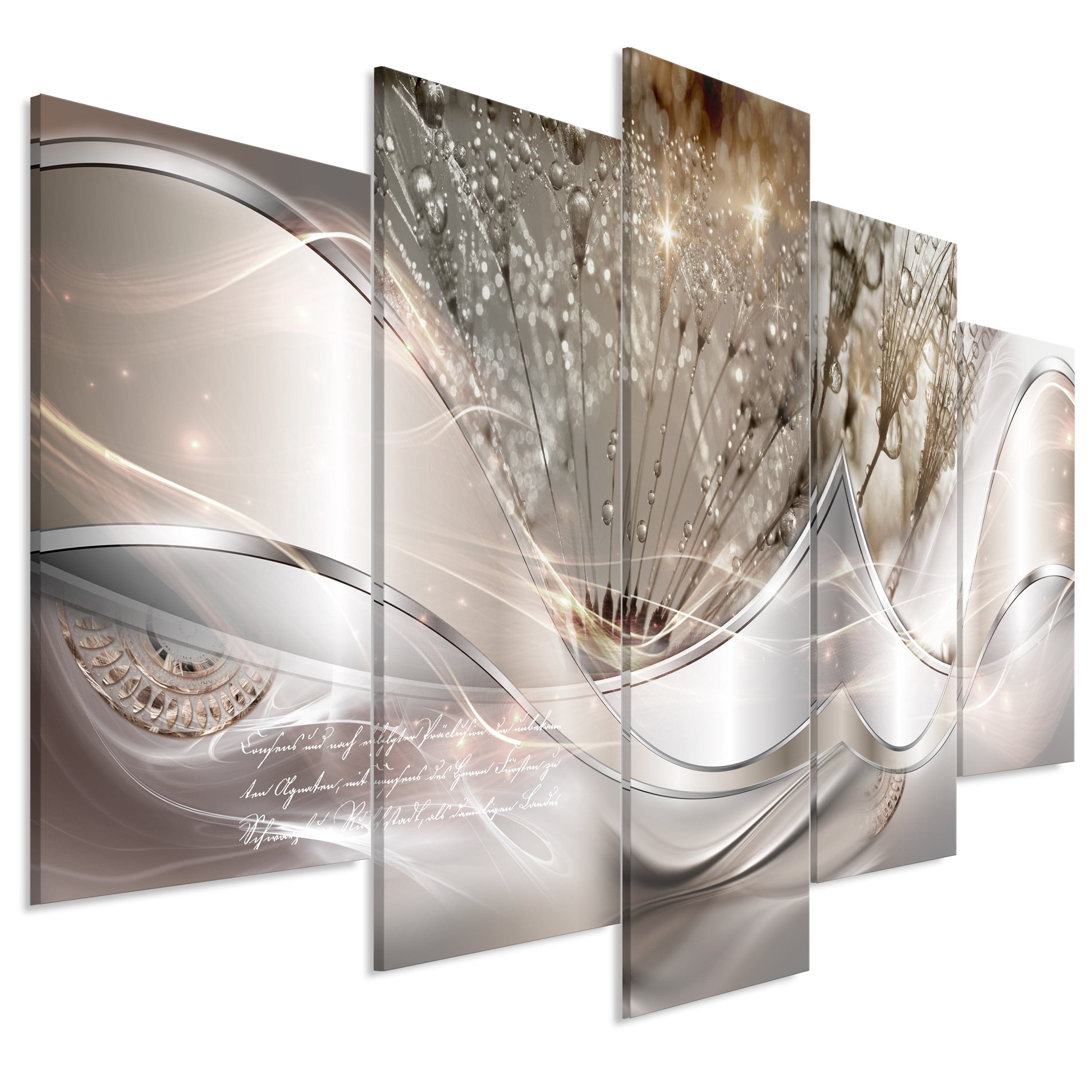 Glezna - Modern Dandelions (5 Parts) Beige Wide 225x100 Home Trends