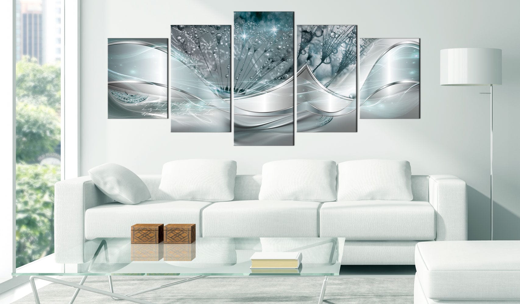 Glezna - Modern Dandelions (5 Parts) Blue Wide 225x100 Home Trends