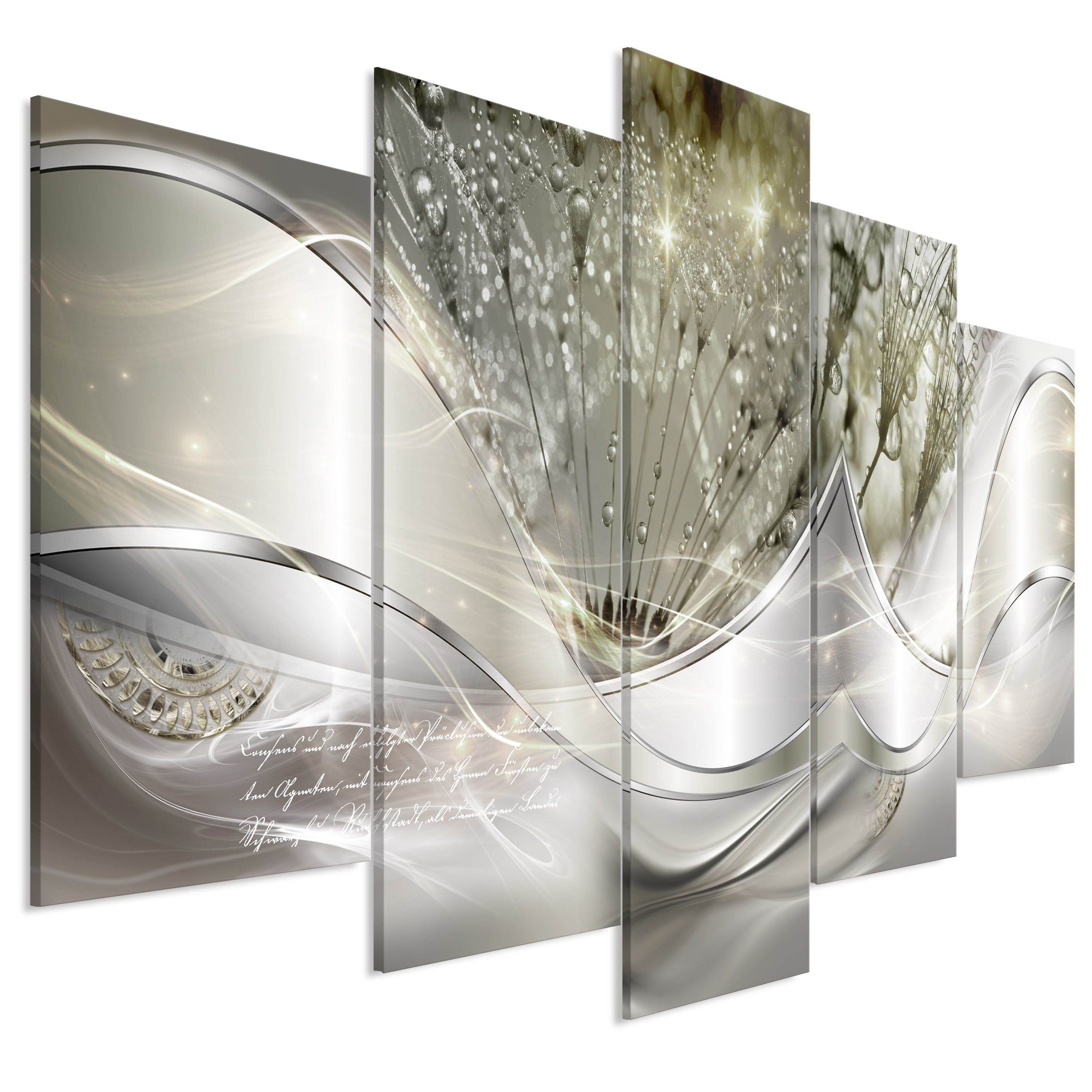 Glezna - Modern Dandelions (5 Parts) Green Wide 225x100 Home Trends