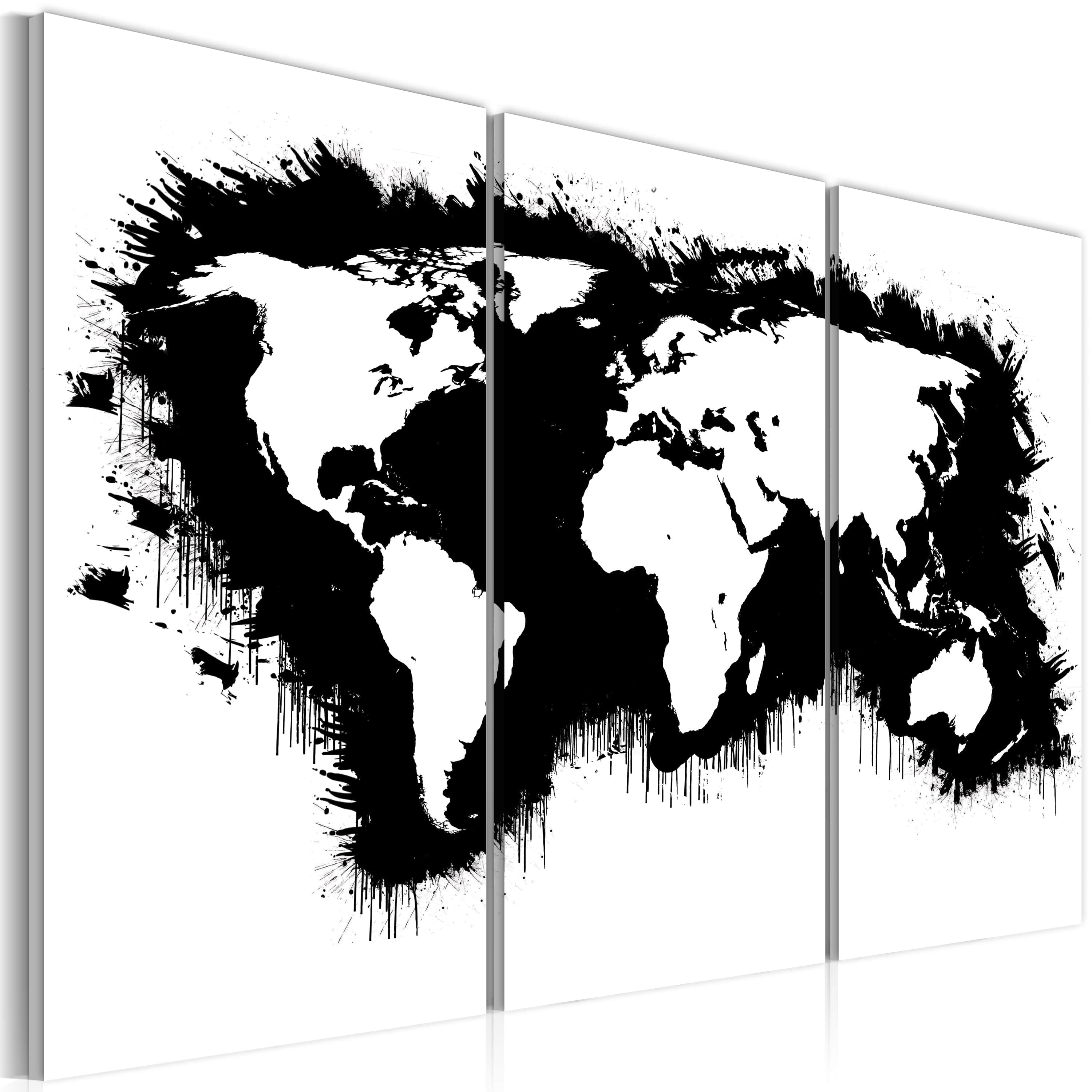 Glezna - Monochromatic map of the World - triptych Home Trends
