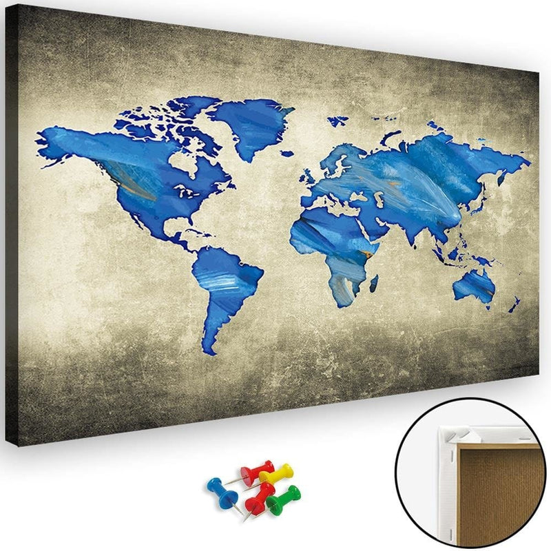 Kanva - Navy Blue Map Of The World  Home Trends DECO