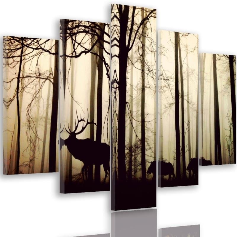 Kanva no 5 daļām - Type A, Animals In The Forest  Home Trends DECO