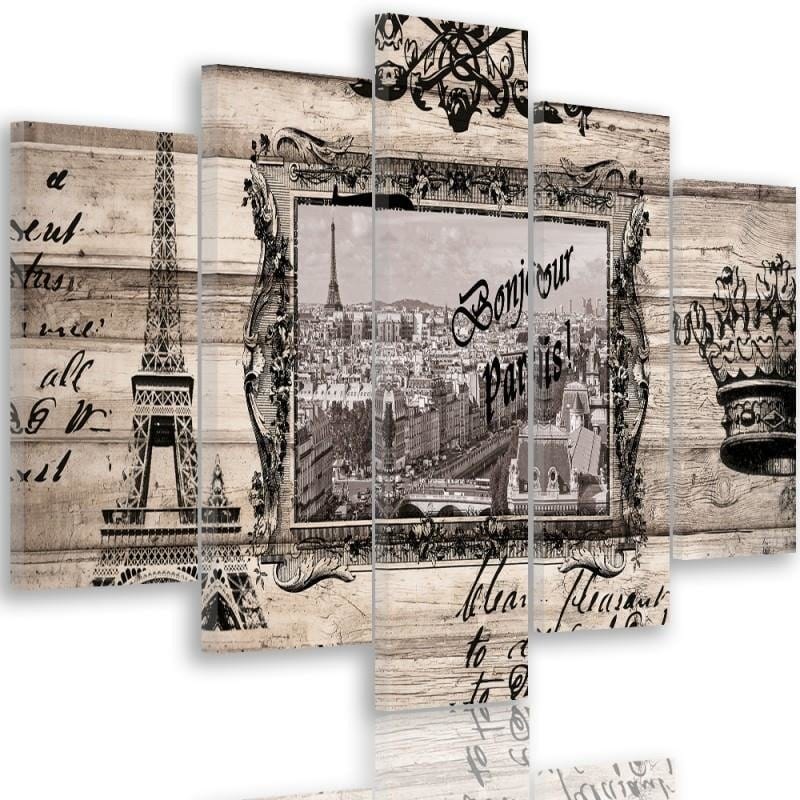 Kanva no 5 daļām - Type A, Bonjour Paris  Home Trends DECO