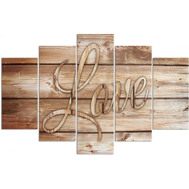 Kanva no 5 daļām - Type A, Bronze Inscription Love On The Boards  Home Trends DECO