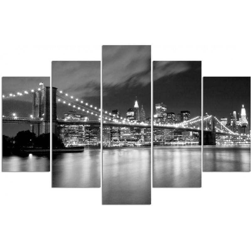 Kanva no 5 daļām - Type A, Brooklyn Bridge At Night  Home Trends DECO