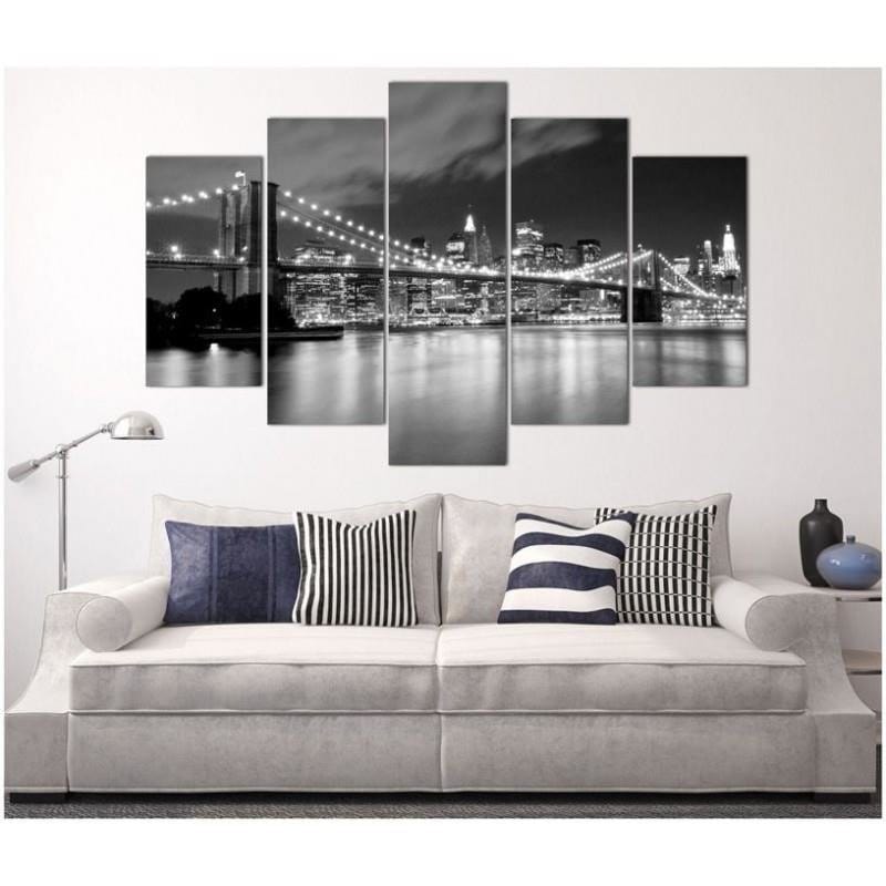Kanva no 5 daļām - Type A, Brooklyn Bridge At Night  Home Trends DECO
