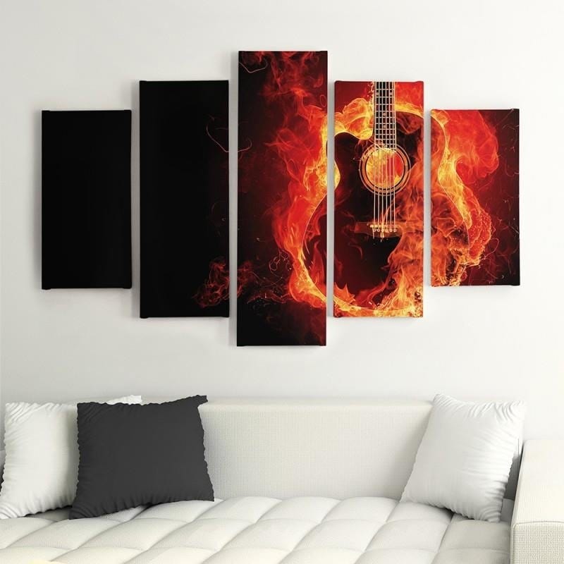 Kanva no 5 daļām - Type A, Burning Guitar  Home Trends DECO