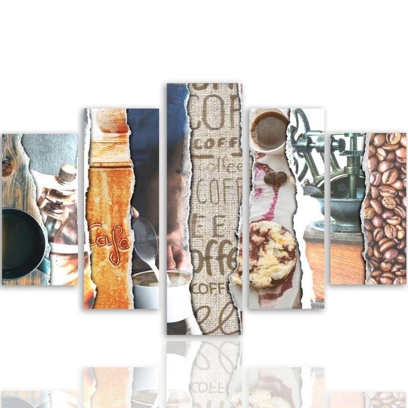 Kanva no 5 daļām - Type A, Coffee - Photocollages  Home Trends DECO