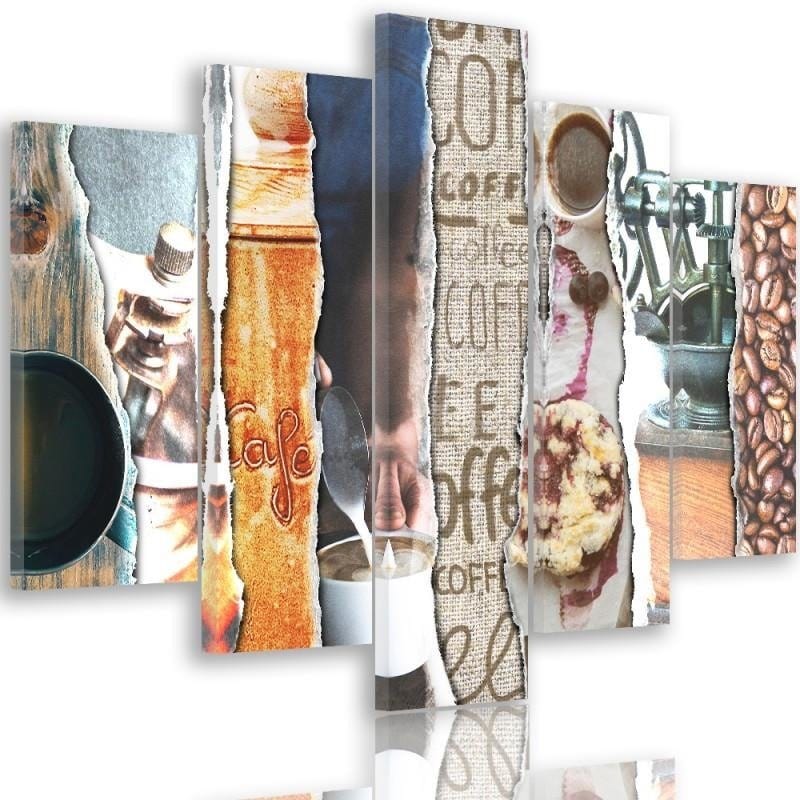 Kanva no 5 daļām - Type A, Coffee - Photocollages  Home Trends DECO