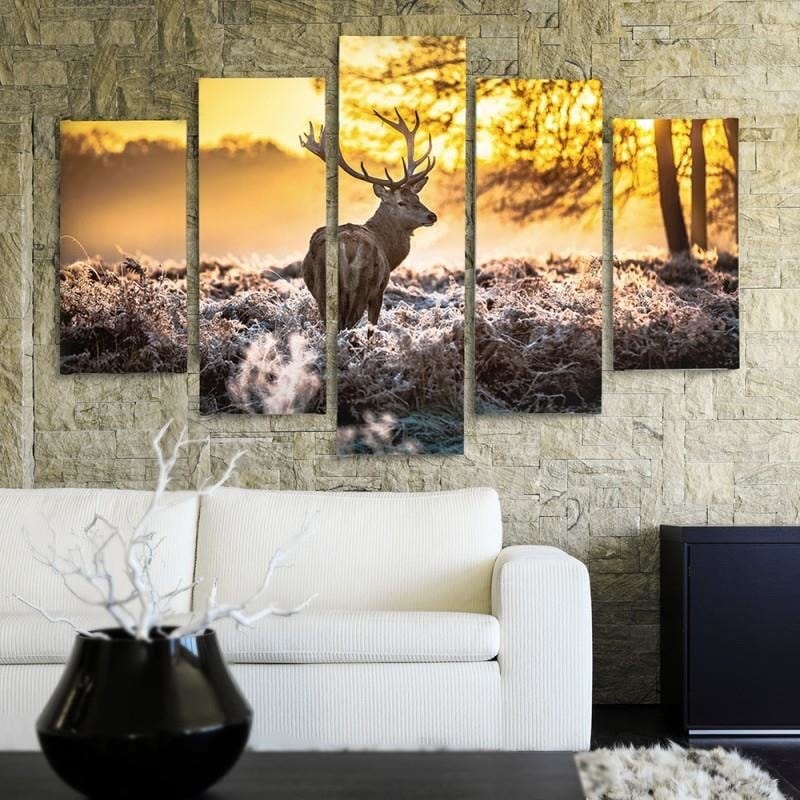 Kanva no 5 daļām - Type A, Deer At Sunset  Home Trends DECO