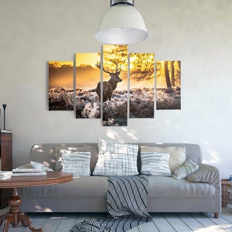 Kanva no 5 daļām - Type A, Deer At Sunset  Home Trends DECO