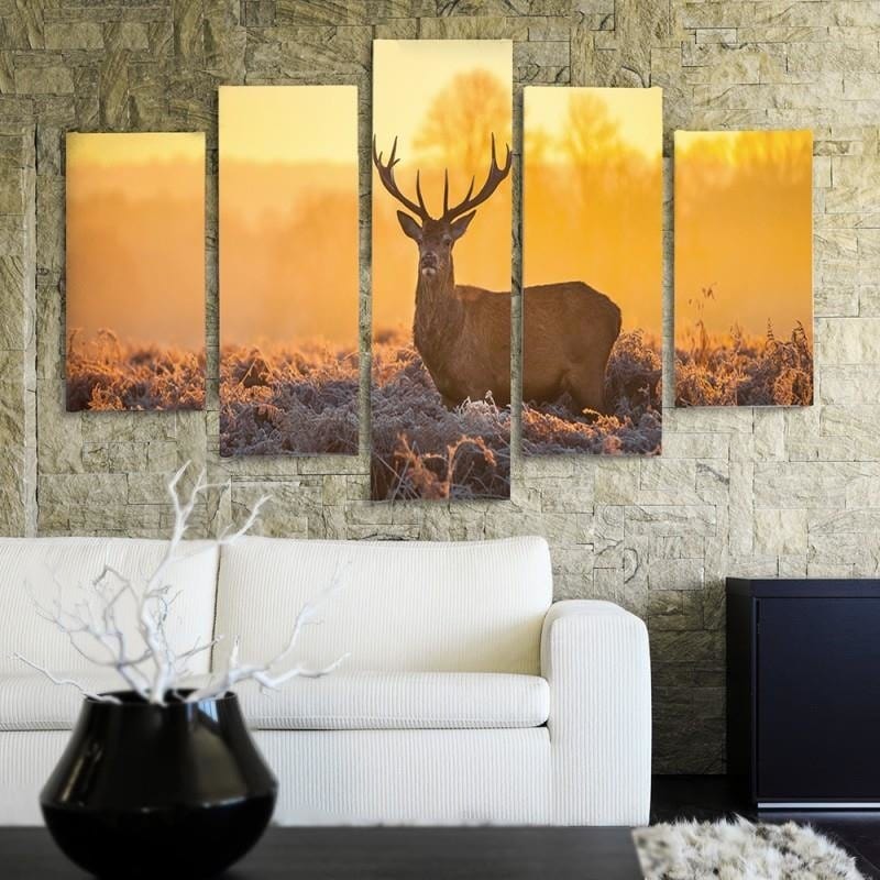 Kanva no 5 daļām - Type A, Deer Sunset 2  Home Trends DECO